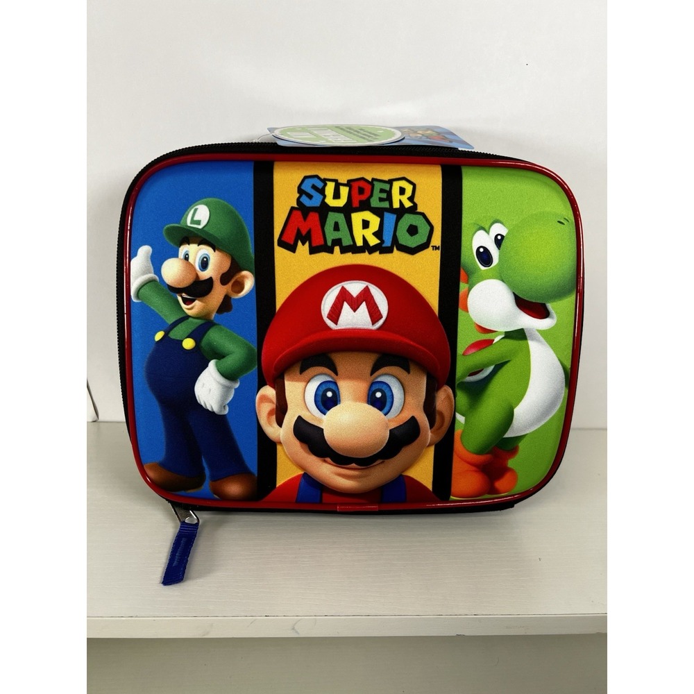Nintendo Super Mario Insulated‎ Lunch Bag Kids Tote Red Blue New